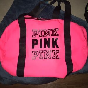 Neon Pink PINK duffel bag / gym bag